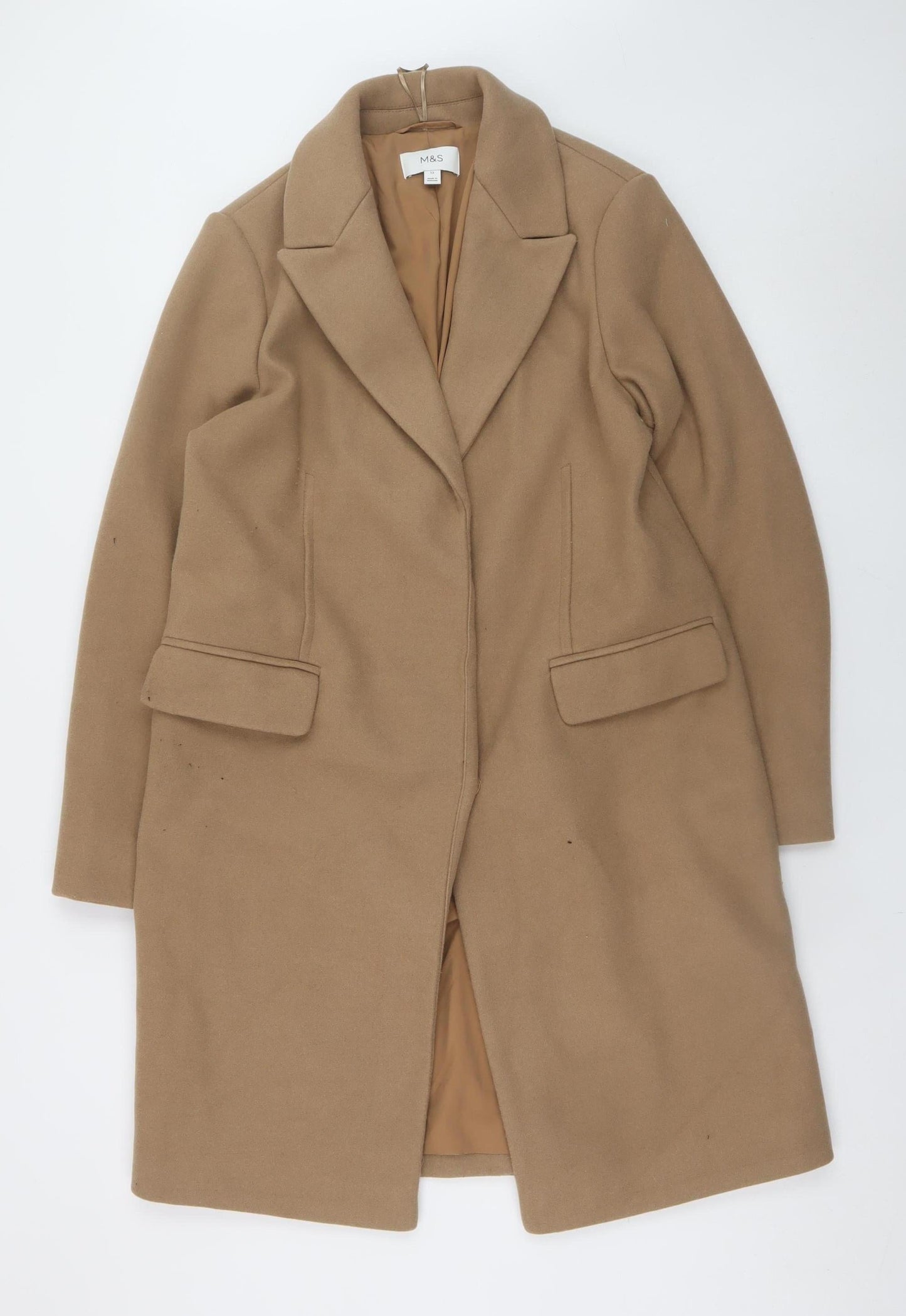 Womens UK Size 12 Marks and Spencer Beige Overcoat