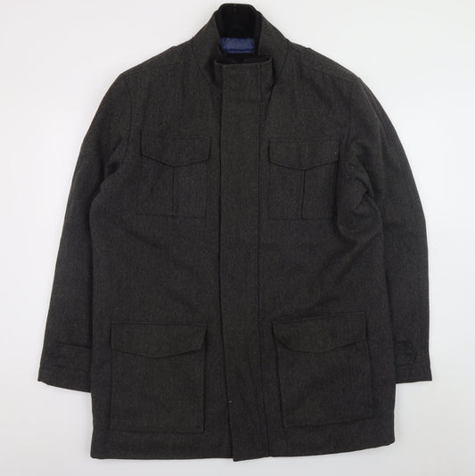 Thomas Nash Men’s Grey Wool Blend Military Coat XL