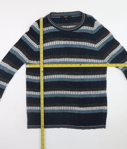 Next Women’s Blue Striped Acrylic Jumper L Crew Neck Long Sleeve
