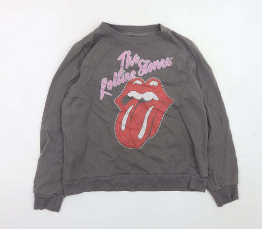 Womens UK Size M The Rolling Stones Grey Pullover Sweatshirt
