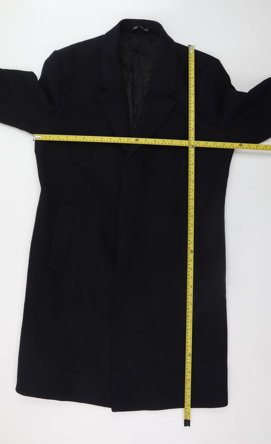 Mens UK Size L Zara Black Overcoat