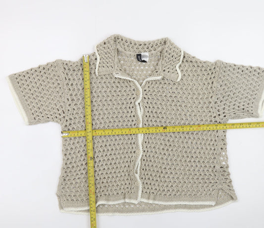 Womens UK Size 14 H&M Beige Cardigan Jumper