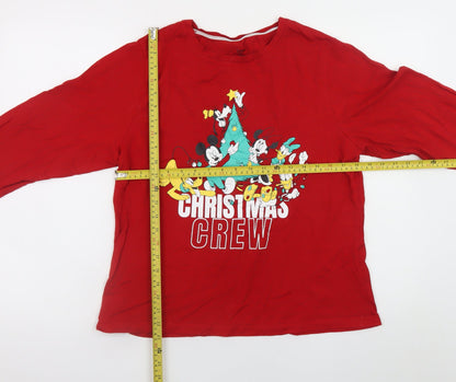 Disney Women Red Christmas Crew Long Sleeve Nightshirt M