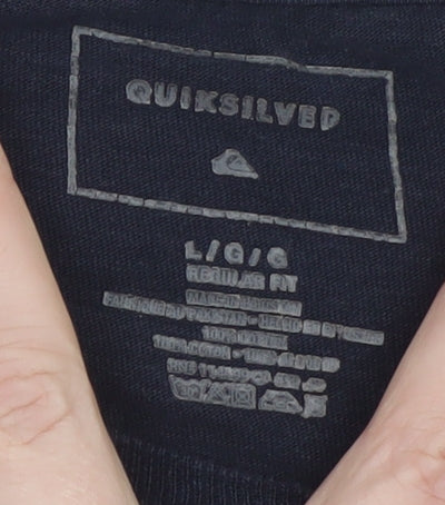 Quiksilver Men's Blue Striped Cotton Crew Neck T-Shirt Size L