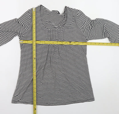 Marks and Spencer Women’s Black White Striped Long Sleeve Viscose Top UK 10