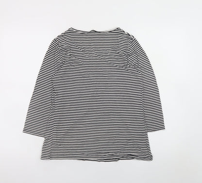 Marks and Spencer Women’s Black White Striped Long Sleeve Viscose Top UK 10