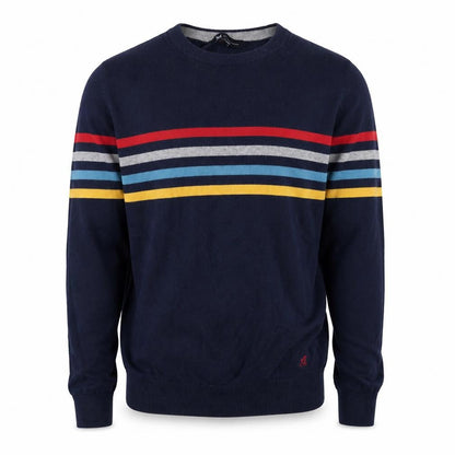 Crew Clothing Company Men's Blue Striped Cotton Jumper Size M