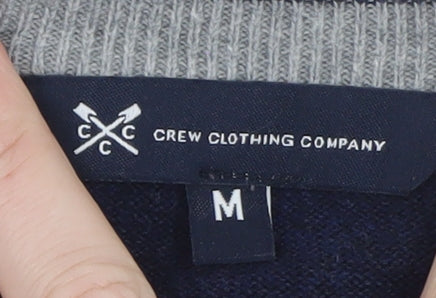 Crew Clothing Company Men's Blue Striped Cotton Jumper Size M