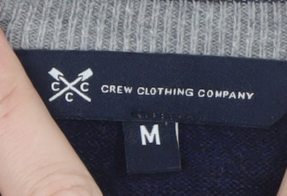 Crew Clothing Company Men's Blue Striped Cotton Jumper Size M