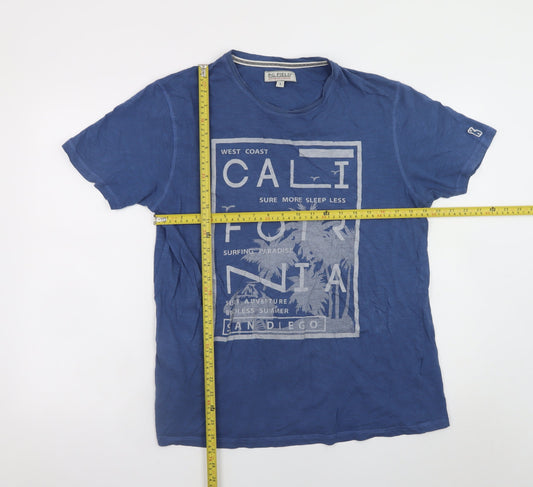 P.G. Field Men's Blue California Graphic Cotton T-Shirt Size L