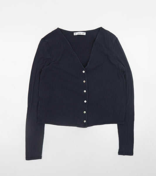 Womens UK Size L MNG Blue Basic Button-Up