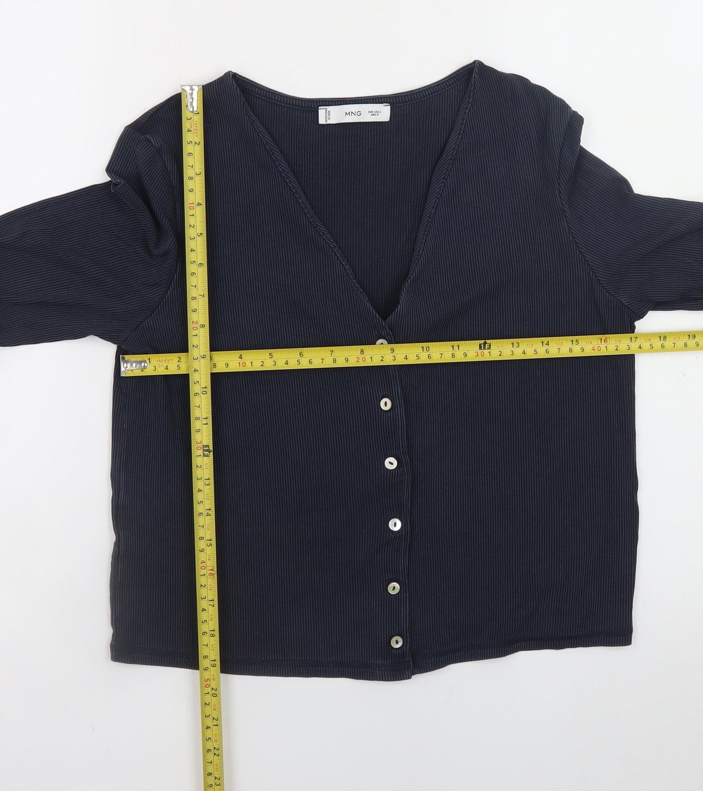 Womens UK Size L MNG Blue Basic Button-Up