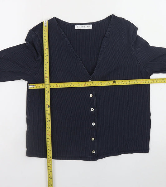 Womens UK Size L MNG Blue Basic Button-Up