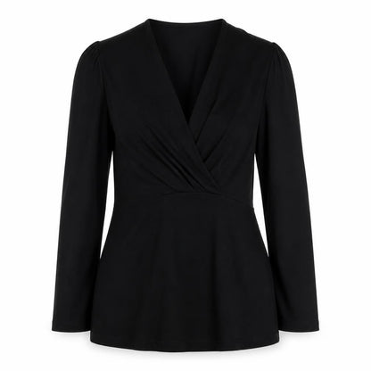 Baukjen Womens Black Wrap V-Neck Long Sleeve Blouse UK 6