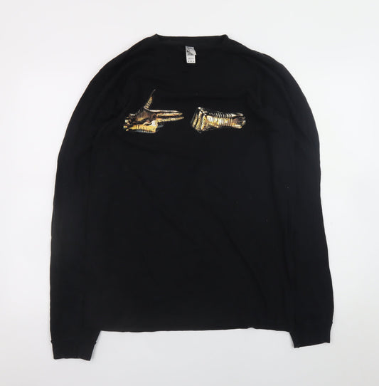 American Apparel Men's Black Long Sleeve Graphic T-Shirt Size M