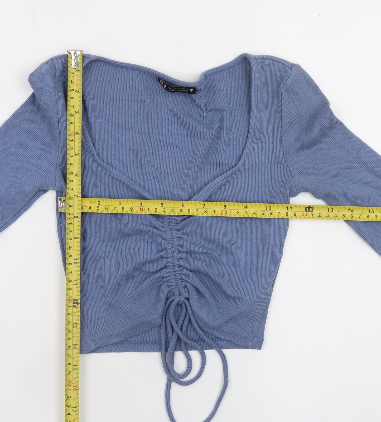 Womens UK Size S Zara Blue Cropped Blouse