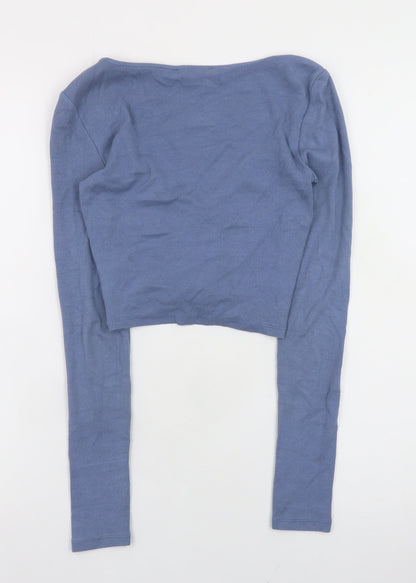 Womens UK Size S Zara Blue Cropped Blouse