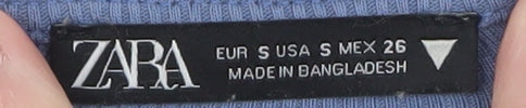 Womens UK Size S Zara Blue Cropped Blouse