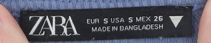 Womens UK Size S Zara Blue Cropped Blouse