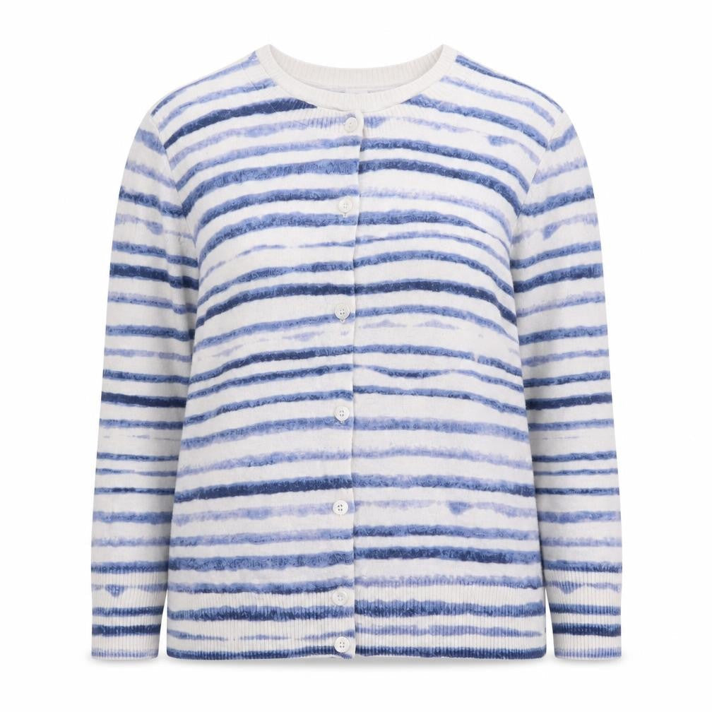 Gap Women’s Blue Striped Cotton Blend Crew Neck Cardigan M
