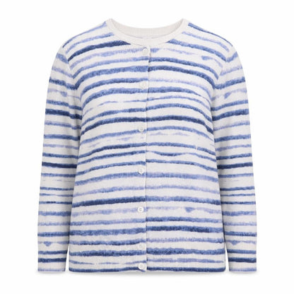Gap Women’s Blue Striped Cotton Blend Crew Neck Cardigan M