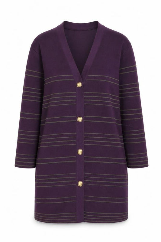 Womens UK Size M Chianti Purple Cardigan Jumper