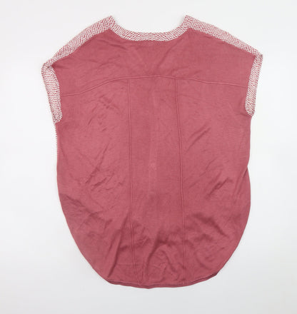 Next Womens Pink V-Neck Tunic Blouse Size 14 Relaxed Fit