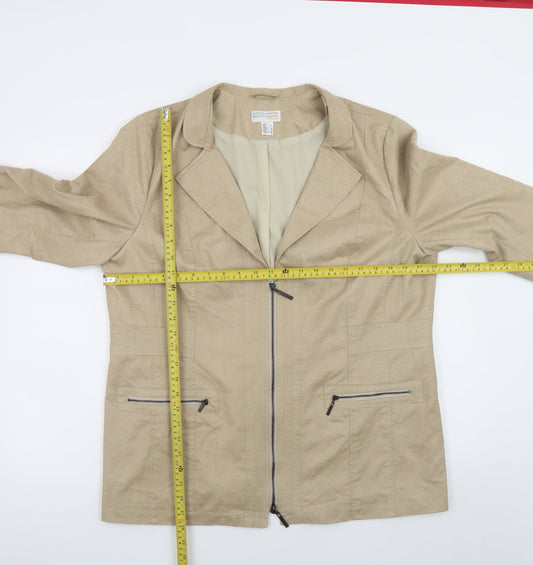 Création L Women's Beige Zip Jacket Size 20 Cotton Blend