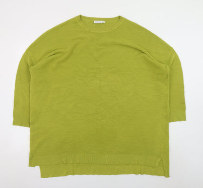 Masai Women Green L Relaxed Fit 3/4 Sleeve Knit Pullover Jumper
