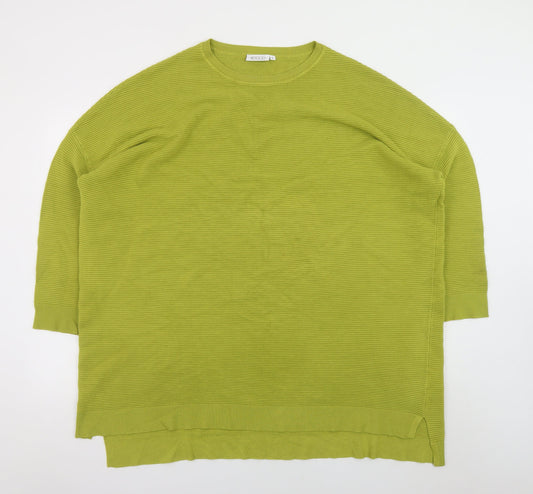 Masai Women Green L Relaxed Fit 3/4 Sleeve Knit Pullover Jumper
