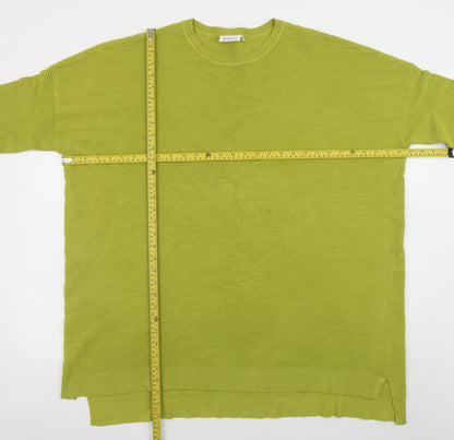 Masai Women Green L Relaxed Fit 3/4 Sleeve Knit Pullover Jumper