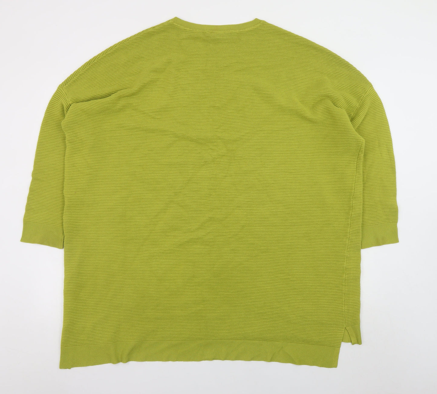 Masai Women Green L Relaxed Fit 3/4 Sleeve Knit Pullover Jumper