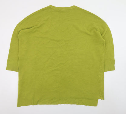 Masai Women Green L Relaxed Fit 3/4 Sleeve Knit Pullover Jumper