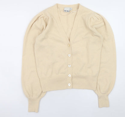 Womens UK Size S ICHI Beige Cardigan Jumper