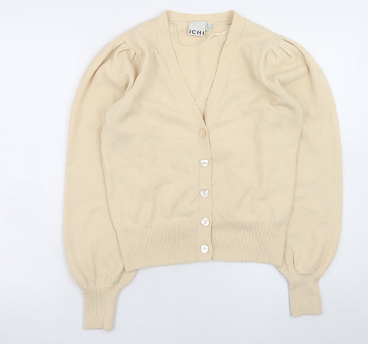 Womens UK Size S ICHI Beige Cardigan Jumper