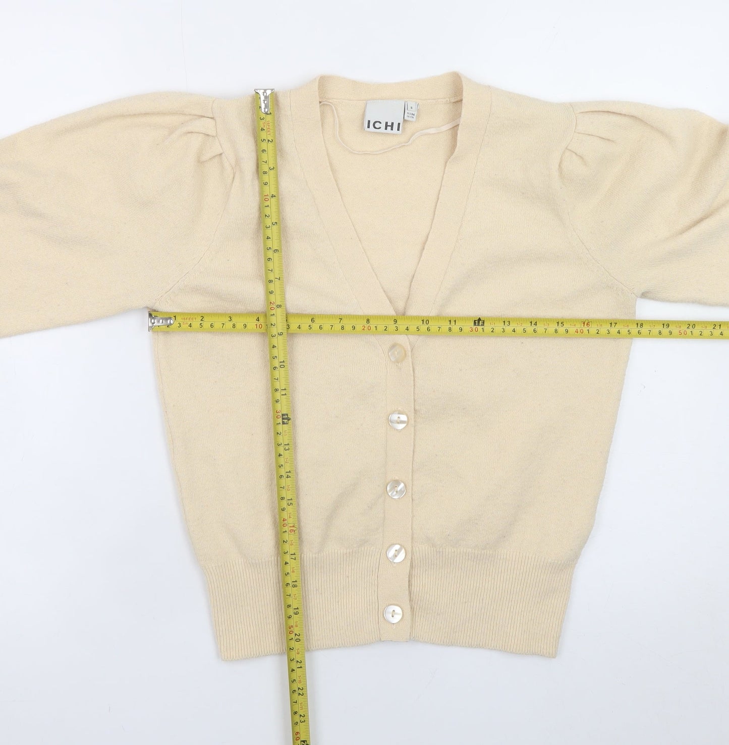 Womens UK Size S ICHI Beige Cardigan Jumper