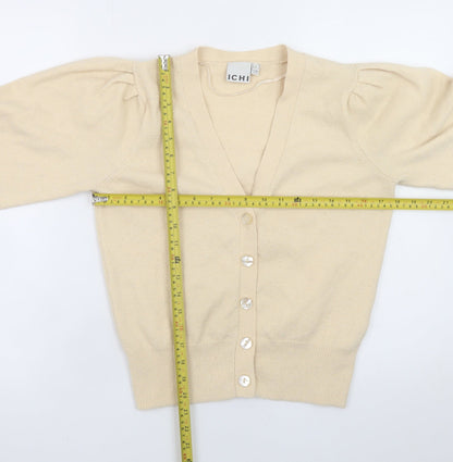 Womens UK Size S ICHI Beige Cardigan Jumper