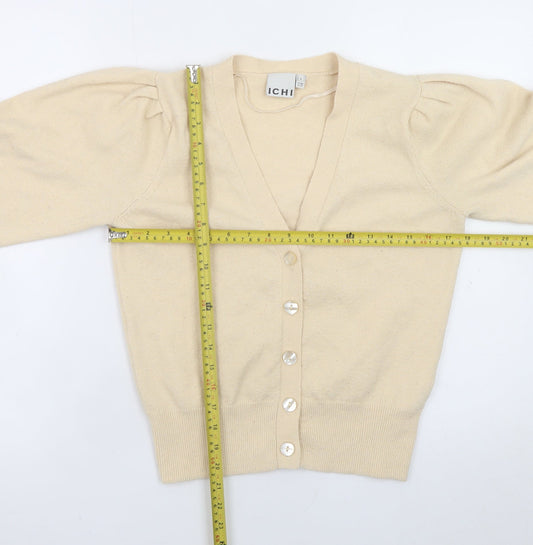 Womens UK Size S ICHI Beige Cardigan Jumper