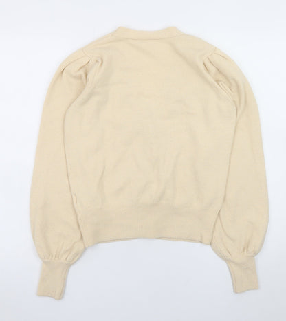 Womens UK Size S ICHI Beige Cardigan Jumper