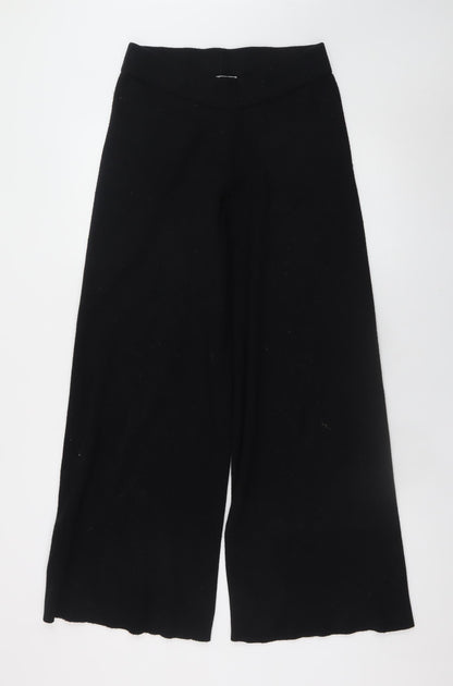 Womens UK Size 12 Compañía Fantastica Regular Fit Wide-Leg Black Trousers