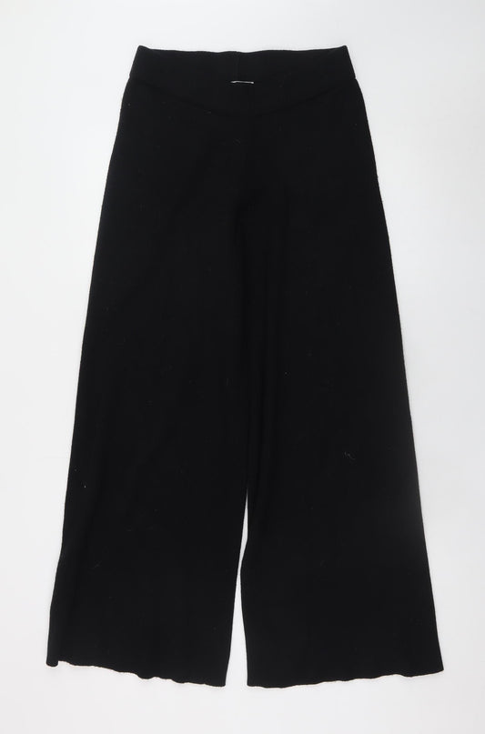Womens UK Size 12 Compañía Fantastica Regular Fit Wide-Leg Black Trousers