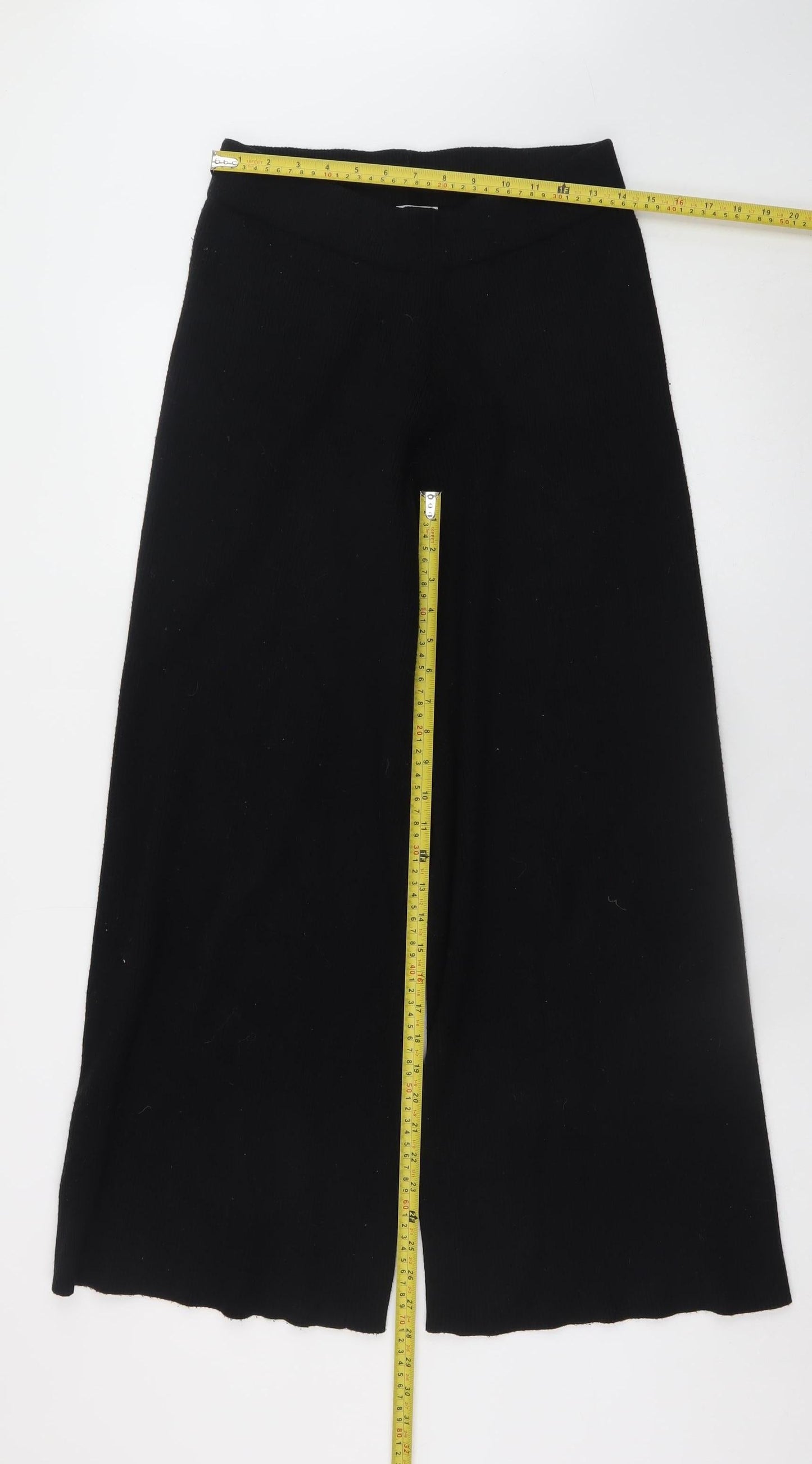 Womens UK Size 12 Compañía Fantastica Regular Fit Wide-Leg Black Trousers