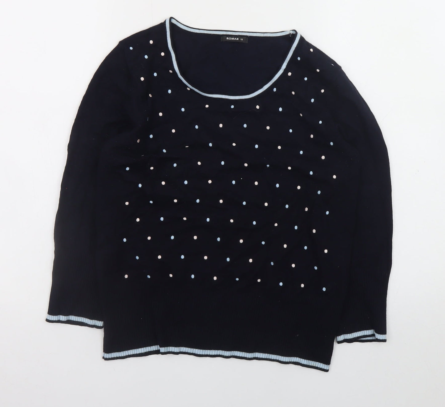 Womens UK Size 12 Roman Blue Pullover Jumper