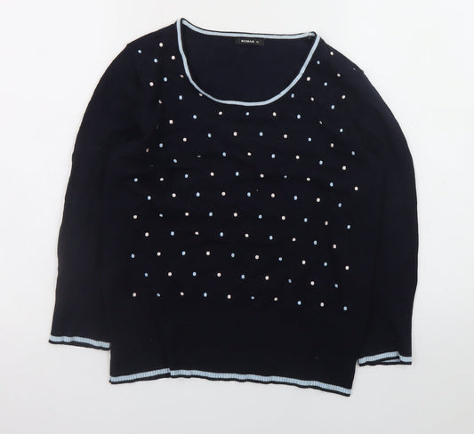 Womens UK Size 12 Roman Blue Pullover Jumper