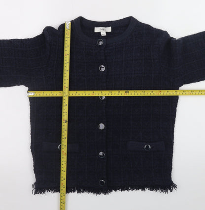 Marks and Spencer Womens Blue Cropped Knit Button Jacket Size S