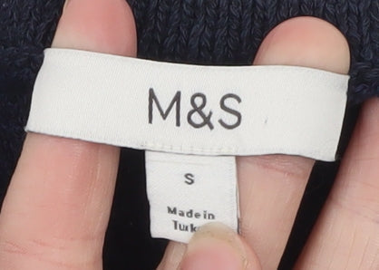 Marks and Spencer Womens Blue Cropped Knit Button Jacket Size S