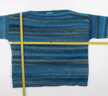 Womens UK Size M United Colors of Benetton Blue Pullover Jumper