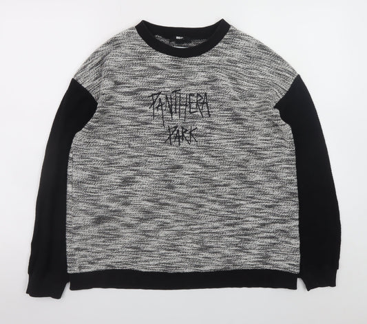 BDG Womens Black Grey Pullover Jumper Small Crew Neck Casual Knit