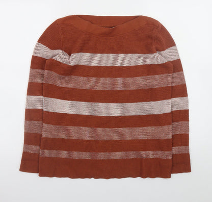 Market & Spruce Women's Brown Striped Knit Pullover Jumper Size L