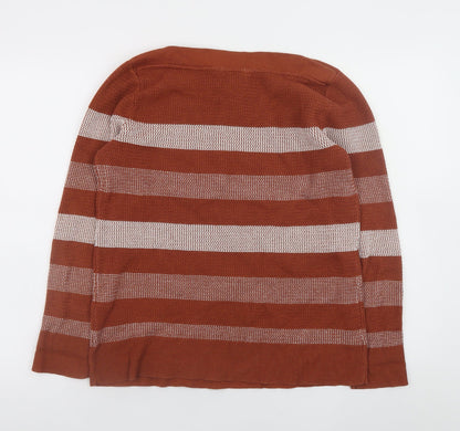 Market & Spruce Women's Brown Striped Knit Pullover Jumper Size L